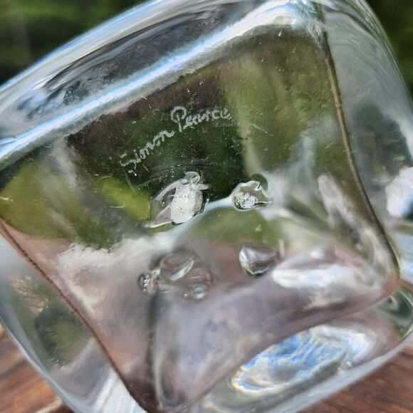 SIMON PEARCE Woodbury Square Glass Pitcher Medium Made in USA 7” Tall - Picture 2 of 5